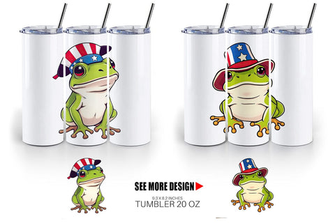 Tumbler Frog Patriotic Sublimation artnoy 