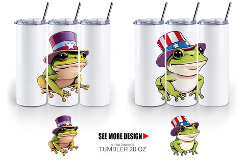 Tumbler Frog Patriotic Sublimation artnoy 