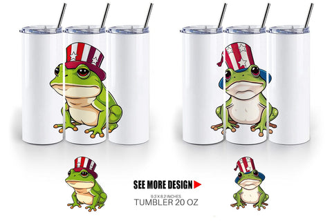 Tumbler Frog Patriotic Sublimation artnoy 