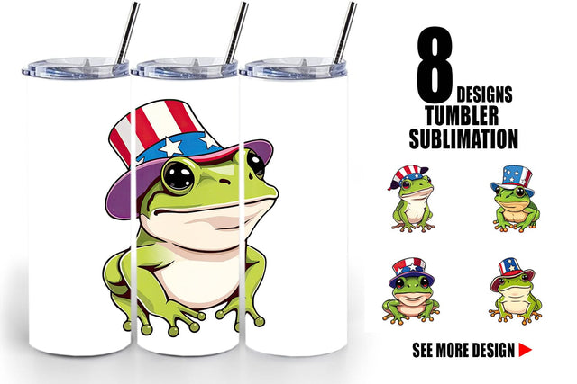 Tumbler Frog Patriotic Sublimation artnoy 