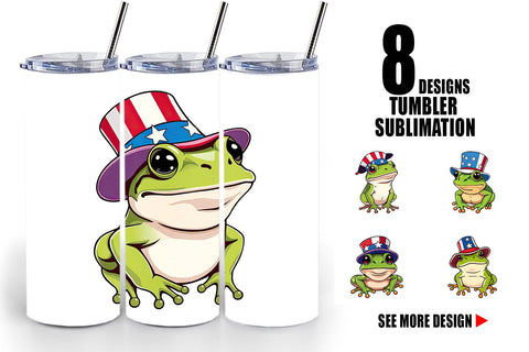 Tumbler Frog Patriotic Sublimation artnoy 
