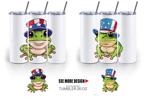 Tumbler Frog Patriotic Sublimation artnoy 