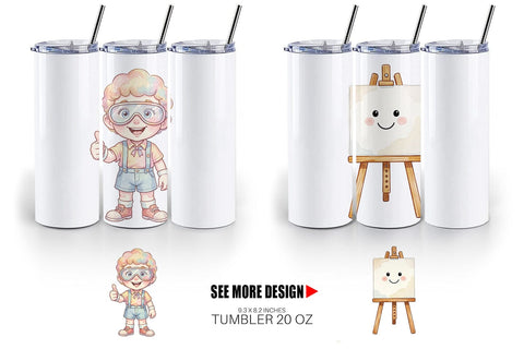 Tumbler Funky Art Science Mascot Watercolor Sublimation artnoy 