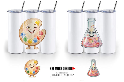Tumbler Funky Art Science Mascot Watercolor Sublimation artnoy 