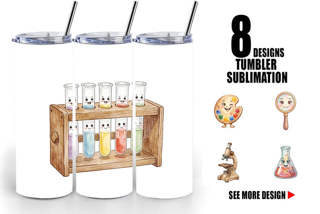 Tumbler Funky Art Science Mascot Watercolor Sublimation artnoy 