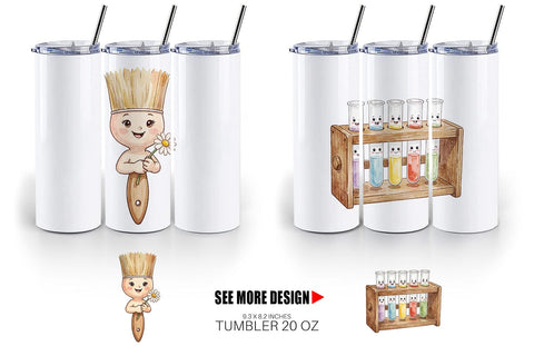 Tumbler Funky Art Science Mascot Watercolor Sublimation artnoy 