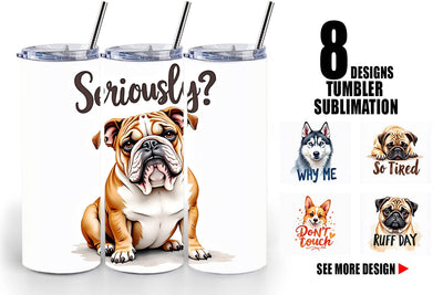 Tumbler Funny Dog Watercolor Big Eye Sublimation artnoy 