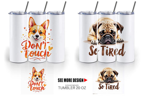 Tumbler Funny Dog Watercolor Big Eye Sublimation artnoy 
