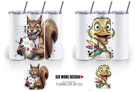 Tumbler Funny Easter Animal Sketch Sublimation artnoy 