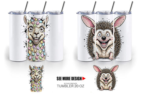 Tumbler Funny Easter Animal Sketch Sublimation artnoy 