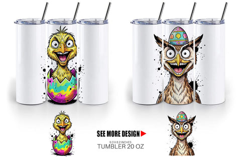 Tumbler Funny Easter Animal Sketch Sublimation artnoy 