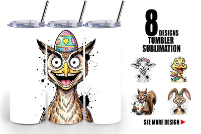 Tumbler Funny Easter Animal Sketch Sublimation artnoy 