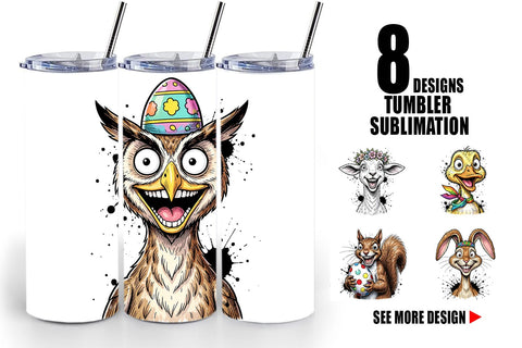 Tumbler Funny Easter Animal Sketch Sublimation artnoy 