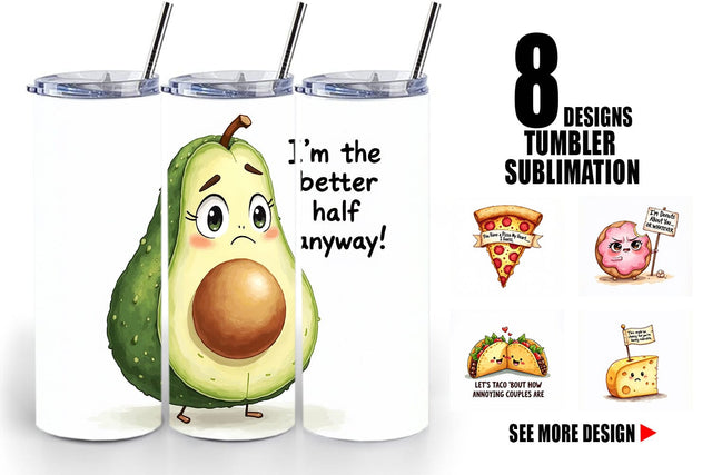 Tumbler Funny Food Puns Valentine Sarcastic Love Bites Watercolor Sublimation artnoy 