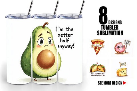 Tumbler Funny Food Puns Valentine Sarcastic Love Bites Watercolor Sublimation artnoy 