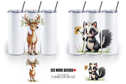 Tumbler Funny Morning After Forest Animals Watercolor Sublimation artnoy 