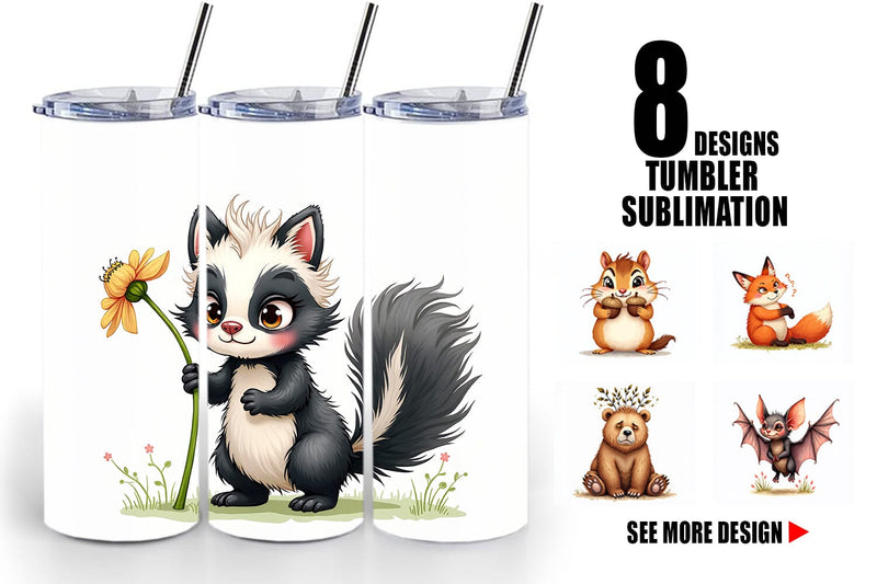Tumbler Funny Morning After Forest Animals Watercolor Sublimation artnoy 