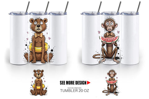 Tumbler Funny Skinny Summer Animal Sublimation artnoy 