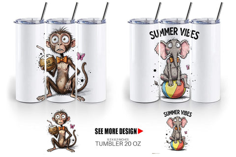 Tumbler Funny Summer Quote Animals Sublimation artnoy 