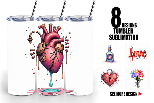 Tumbler Galactic Affection Sci-Fi Love Symbols Sublimation artnoy 