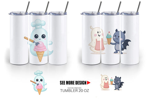 Tumbler Ghost Ice Cream Sublimation artnoy 