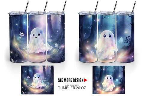 Tumbler Ghost in Forest Sublimation artnoy 