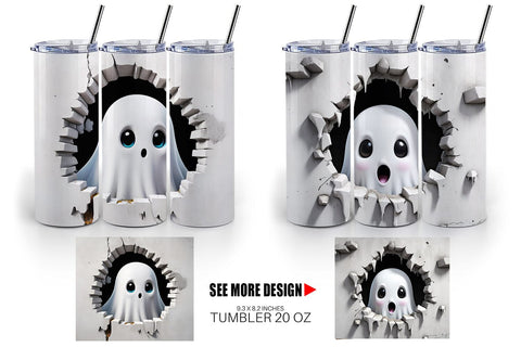 Tumbler Ghost in Wall Sublimation artnoy 