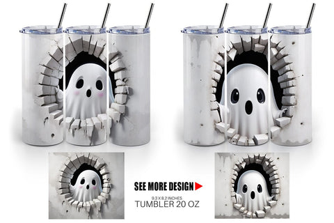 Tumbler Ghost in Wall Sublimation artnoy 