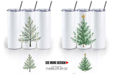 Tumbler Gilded Botanical Watercolor Christmas Sublimation artnoy 