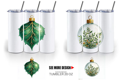 Tumbler Gilded Botanical Watercolor Christmas Sublimation artnoy 