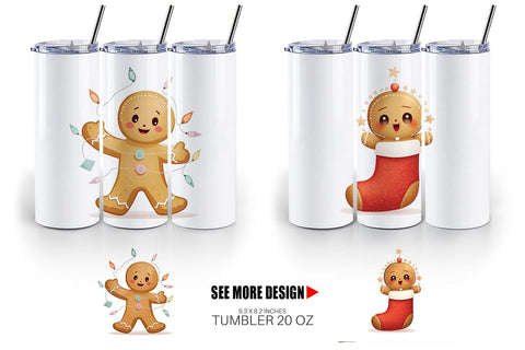 Tumbler Gingerbread Christmas Joy Sublimation artnoy 