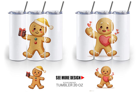 Tumbler Gingerbread Christmas Joy Sublimation artnoy 