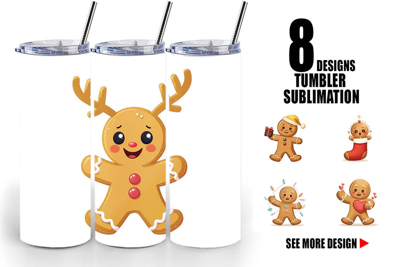 Tumbler Gingerbread Christmas Joy Sublimation artnoy 