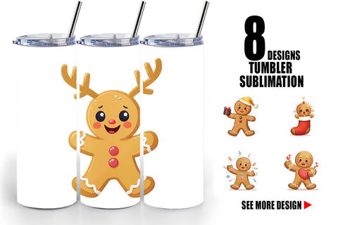 Tumbler Gingerbread Christmas Joy Sublimation artnoy 