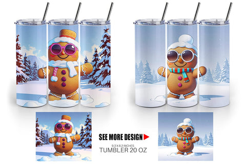 Tumbler Gingerbread Christmas Sublimation artnoy 