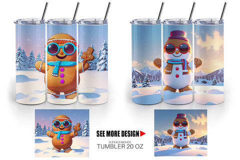 Tumbler Gingerbread Christmas Sublimation artnoy 