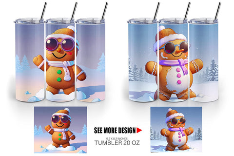 Tumbler Gingerbread Christmas Sublimation artnoy 