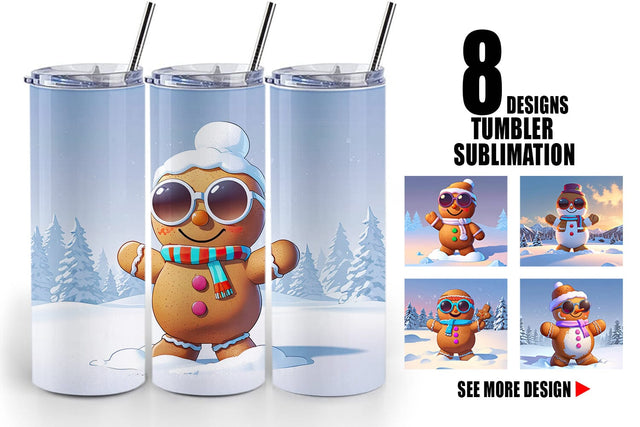 Tumbler Gingerbread Christmas Sublimation artnoy 