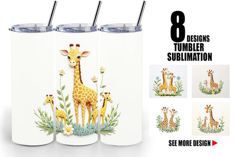 Tumbler Giraffe Embroidery Sublimation artnoy 