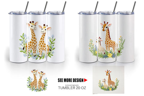 Tumbler Giraffe Embroidery Sublimation artnoy 
