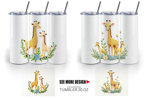 Tumbler Giraffe Embroidery Sublimation artnoy 