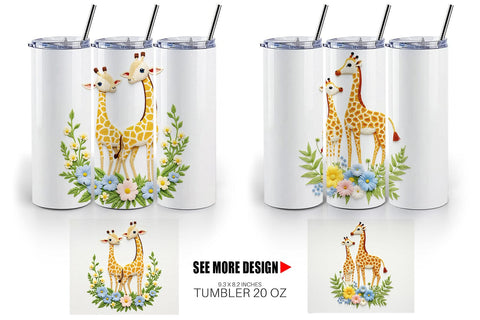 Tumbler Giraffe Embroidery Sublimation artnoy 