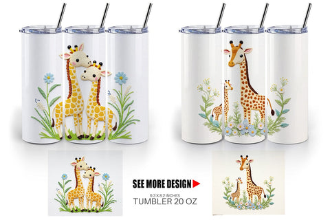 Tumbler Giraffe Embroidery Sublimation artnoy 