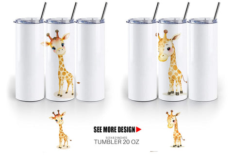 Tumbler Giraffe Wildlife Sublimation artnoy 