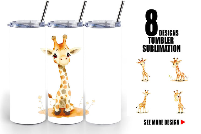 Tumbler Giraffe Wildlife Sublimation artnoy 