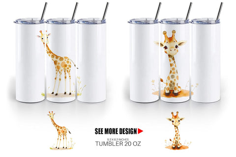 Tumbler Giraffe Wildlife Sublimation artnoy 