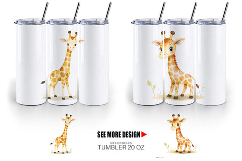 Tumbler Giraffe Wildlife Sublimation artnoy 