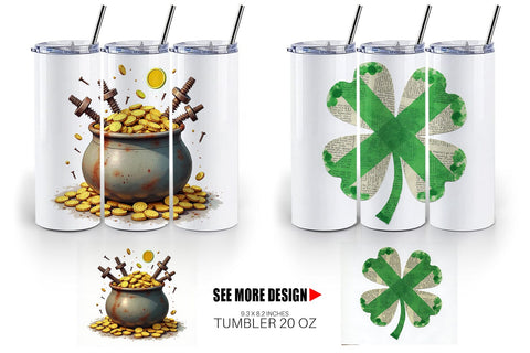 Tumbler Glitch & Gold Surreal St. Patrick's Day Lucky Charms Sublimation artnoy 