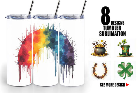 Tumbler Glitch & Gold Surreal St. Patrick's Day Lucky Charms Sublimation artnoy 