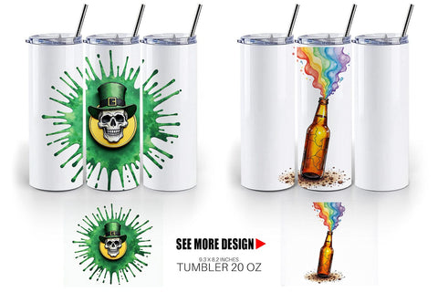 Tumbler Glitch & Gold Surreal St. Patrick's Day Lucky Charms Sublimation artnoy 